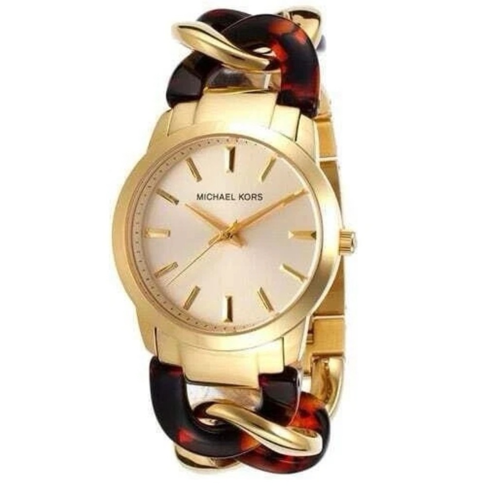 Michael Kors Gold-Tone Tortoise Twist Chain Link Watch MK4279